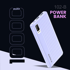 E GATE 102B Powerbank | 10000mAh | 22.5W Fast Charging | QC + PD | Dual Input Port : Type C & Micro USB | Triple Output Port : 2X USB & Type C | LED Indicator| for All iPhone & Android (Lavender)