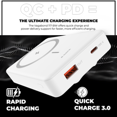 E GATE 117-BW Wirelesss Power Bank 10000mAh Fast Charging |Strong Magnetic Hold| QC+PD Fast Charger - 22.5W Wired & 15W Wireless powerbank for Android, iPhone 12 & Above | Inbuilt Stand |Made in India