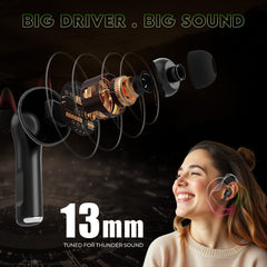 E Gate C9 TWS Earbuds with 33 Hrs Playtime,Dual Mics,Touch Control,Low Latency, BT v5.0 Bluetooth Ear buds with Voice Assistant,13mm Bass Dynamic Driver, Water Resistant Wireless Earphones (Black)