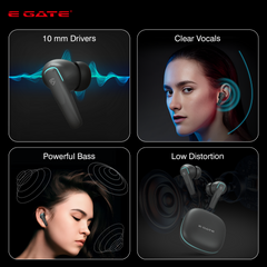 E GATE E33 Gaming Earbuds with 48 Hrs Playtime, Quad Mic ENC,Touch Control, Low Latency, BT v5.3 Bluetooth Ear Buds with Voice Assistant, 10mm Bass Dynamic Driver, Water Resitant Wireless Earphones