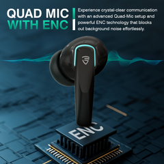 E GATE E33 Gaming Earbuds with 48 Hrs Playtime, Quad Mic ENC,Touch Control, Low Latency, BT v5.3 Bluetooth Ear Buds with Voice Assistant, 10mm Bass Dynamic Driver, Water Resitant Wireless Earphones