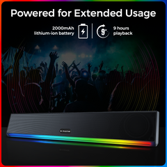 E GATE C222 | 24W Soundbar Bluetooth Speaker, Dual Drivers + Dual Passive Radiators for 2X Bass, Ambient RGB Light, Upto 24 Hrs Backup, Call Function, TWS, AUX, USB, mSD and FM - eGate Sound bar