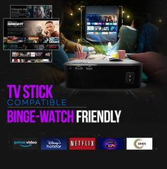 E Gate i9 प्रो-मैक्स 12000 लुमेन ब्लूटूथ प्रोजेक्टर 4k अल्ट्रा HD, 600fc, फुल HD 1080p नेटिव, 210" (534 cm) स्क्रीन | AV, VGA, HDMI, SD कार्ड, USB, AUX, इनबिल्ट स्पीकर | (E03i31, काला)