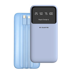 E GATE 105P Powerbank 10000mAh Fast Charging | Built-in Lightening & Type C Cable for iPhone, Android, TWS etc| Multi Device 22.5W Power Bank 5-in-1 Charger | USB X 2, Type C X 2 & Lightening (Blue)