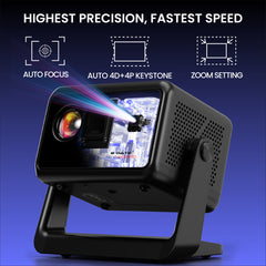 E Gate Duster 5X | 100% Dust Proof | Fully Automatic Native 1080p Projector 4k Ultra HD | 5X Brighter 500 ISO | Android 13, Live TV, Netflix, Prime | ScreenFree & ScreenMirror | HDMI-ARC-WiFi6 | EGATE