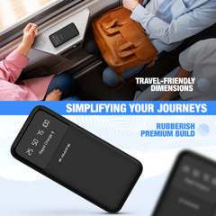 E GATE 105P Powerbank 10000mAh Fast Charging | Built-in Lightening & Type C Cable for iPhone, Android, TWS etc| Multi Device 22.5W Power Bank 5-in-1 Charger | USB X 2, Type C X 2 & Lightening (Black)