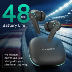 E GATE E33 Gaming Earbuds with 48 Hrs Playtime, Quad Mic ENC,Touch Control, Low Latency, BT v5.3 Bluetooth Ear Buds with Voice Assistant, 10mm Bass Dynamic Driver, Water Resitant Wireless Earphones