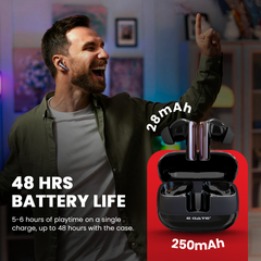 E GATE E30 Gaming Earbuds with 48 Hrs Playtime, Quad Mic ENC,Touch Control, Low Latency, BT v5.3 Bluetooth Ear Buds with Voice Assistant, 10mm Bass Dynamic Driver, Water Resitant Wireless Earphones