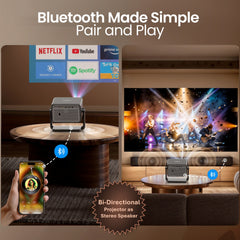 E Gate Duster 5X | 100% Dust Proof | Fully Automatic Native 1080p Projector 4k Ultra HD | 5X Brighter 500 ISO | Android 13, Live TV, Netflix, Prime | ScreenFree & ScreenMirror | HDMI-ARC-WiFi6 | EGATE