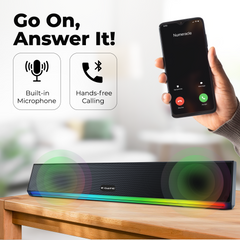 E GATE C222 | 24W Soundbar Bluetooth Speaker, Dual Drivers + Dual Passive Radiators for 2X Bass, Ambient RGB Light, Upto 24 Hrs Backup, Call Function, TWS, AUX, USB, mSD and FM - eGate Sound bar