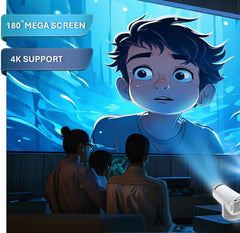 EGate Atom 2X Smart Projector, 13.0 Android embeded on 950S Chip, 200 ISO, 1080p & 4K Support, Automatic & 4D Keystone with Netflix, Prime, WiFi & BT, Screen Mirroring, 720P Native, 1GB-8GB,White