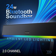 E GATE C222 | 24W Soundbar Bluetooth Speaker, Dual Drivers + Dual Passive Radiators for 2X Bass, Ambient RGB Light, Upto 24 Hrs Backup, Call Function, TWS, AUX, USB, mSD and FM - eGate Sound bar