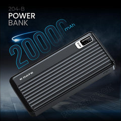 E GATE 204B Powerbank | 20000mAh | 22.5W Fast Charging | QC + PD | Dual Input Port : Type C & Micro USB | Triple Output Port : 2X USB & Type C | LED Indicator| for All iPhone & Android (Black)