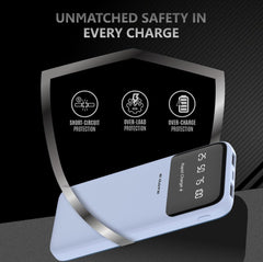 E GATE 105P Powerbank 10000mAh Fast Charging | Built-in Lightening & Type C Cable for iPhone, Android, TWS etc| Multi Device 22.5W Power Bank 5-in-1 Charger | USB X 2, Type C X 2 & Lightening (Blue)