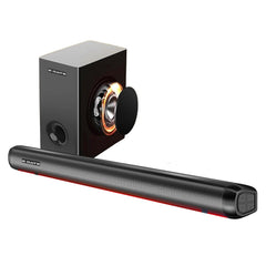 E GATE Enigma 306 | 210W 2.1 Surround Home Theatre TV Sound Bar, Wired 6.5" Subwoofer for Deep Bass, 3EQ Modes, BT 5.3, USB, Optical, AUX & TWS Connectivity, TV ARC, Ambient LED Light | eGate