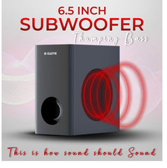 E GATE Enigma 306 | 210W 2.1 Surround Home Theatre TV Sound Bar, Wired 6.5" Subwoofer for Deep Bass, 3EQ Modes, BT 5.3, USB, Optical, AUX & TWS Connectivity, TV ARC, Ambient LED Light | eGate