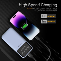 E GATE 105P Powerbank 10000mAh Fast Charging | Built-in Lightening & Type C Cable for iPhone, Android, TWS etc| Multi Device 22.5W Power Bank 5-in-1 Charger | USB X 2, Type C X 2 & Lightening (Blue)