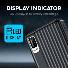 E GATE 204B Powerbank | 20000mAh | 22.5W Fast Charging | QC + PD | Dual Input Port : Type C & Micro USB | Triple Output Port : 2X USB & Type C | LED Indicator| for All iPhone & Android (Black)