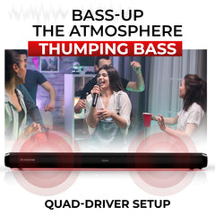 E GATE Enigma 306 | 210W 2.1 Surround Home Theatre TV Sound Bar, Wired 6.5" Subwoofer for Deep Bass, 3EQ Modes, BT 5.3, USB, Optical, AUX & TWS Connectivity, TV ARC, Ambient LED Light | eGate