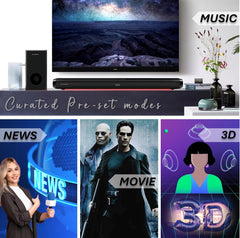 E GATE Enigma 306 | 210W 2.1 Surround Home Theatre TV Sound Bar, Wired 6.5" Subwoofer for Deep Bass, 3EQ Modes, BT 5.3, USB, Optical, AUX & TWS Connectivity, TV ARC, Ambient LED Light | eGate