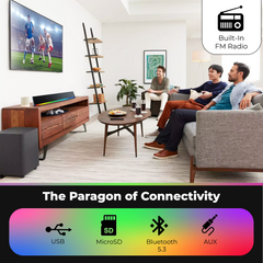 E GATE C222 | 24W Soundbar Bluetooth Speaker, Dual Drivers + Dual Passive Radiators for 2X Bass, Ambient RGB Light, Upto 24 Hrs Backup, Call Function, TWS, AUX, USB, mSD and FM - eGate Sound bar