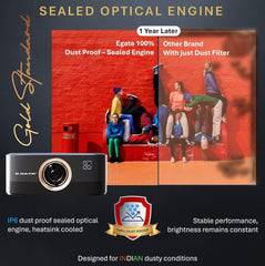 EGate Duster 8X HTC (Home Theatre Combo) | 100% Dust Proof Automatic Android Projector + 210W Soundbar with ARC | 800 ISO Lumen & 1700FC | FHD 1080 Native, 4K HDR, HDMI ARC, 1GB + 32GB