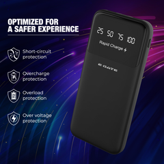 E GATE 105P Powerbank 10000mAh Fast Charging | Built-in Lightening & Type C Cable for iPhone, Android, TWS etc| Multi Device 22.5W Power Bank 5-in-1 Charger | USB X 2, Type C X 2 & Lightening (Black)