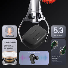 E GATE A60 ANC(~32dB) TWS, 60H Playtime, Quad Mics ENC,Gaming Mode & Touch Control, Low Latency, BT 5.3v in Ear Bluetooth Ear Buds with Voice Assistant,Flash Charge,Water Resitant Wireless Earphones
