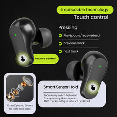 E GATE A60 ANC(~32dB) TWS, 60H Playtime, Quad Mics ENC,Gaming Mode & Touch Control, Low Latency, BT 5.3v in Ear Bluetooth Ear Buds with Voice Assistant,Flash Charge,Water Resitant Wireless Earphones