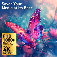 EGate FireFlix 9X Dual OS (Android+Free FTS) 100% Dust Free Projector | 1000 ISO Lumens & 2100 FC, Native 1080p Projector & 4k Ultra HDR, 2HDMI with ARC, Bluetooth-Wifi6, 2GB+32GB