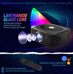 E GATE Duster 8X Projector | 100% Dust Proof | Automatic Android Projector | 800 ISO Lumen | 1080p Native & 4K HDR | HDMI ARC | 18watt DSP Audio, Voice Remote, 1GB-32GB, Triple Wifi6, Netflix, EGate