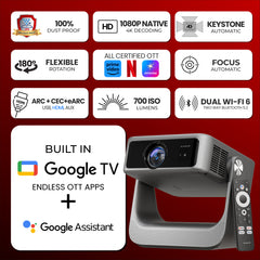 EGATE Zen 7X Google TV projector with 1080p native resolution, 700 ISO lumens, Wi-Fi 6 and automatic keystone