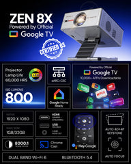 E Gate S9 Pro 100% धूल प्रूफ़ ऑटोमैटिक एंड्रॉयड प्रोजेक्टर, 15500 लुमेन, FHD 1080p नेटिव और 4K HDR, ऑटो (कीस्टोन+फोकस+ऑब्स्टैकल+टिल्ट), 2GB-32GB, HDMI-ARC, WiFi 6, ब्लूटूथ