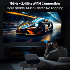 E Gate S9 Pro ১০০% ডাস্ট প্রুফ অটোমেটিক অ্যান্ড্রয়েড প্রজেক্টর, ১৫৫০০ LUMENS, FHD ১০৮০p নেটিভ এবং ৪K HDR, অটো (Keystone+Focus+Obstacle+Tilt), ২GB-৩২GB, HDMI-ARC, WiFi 6, ব্লুটুথ