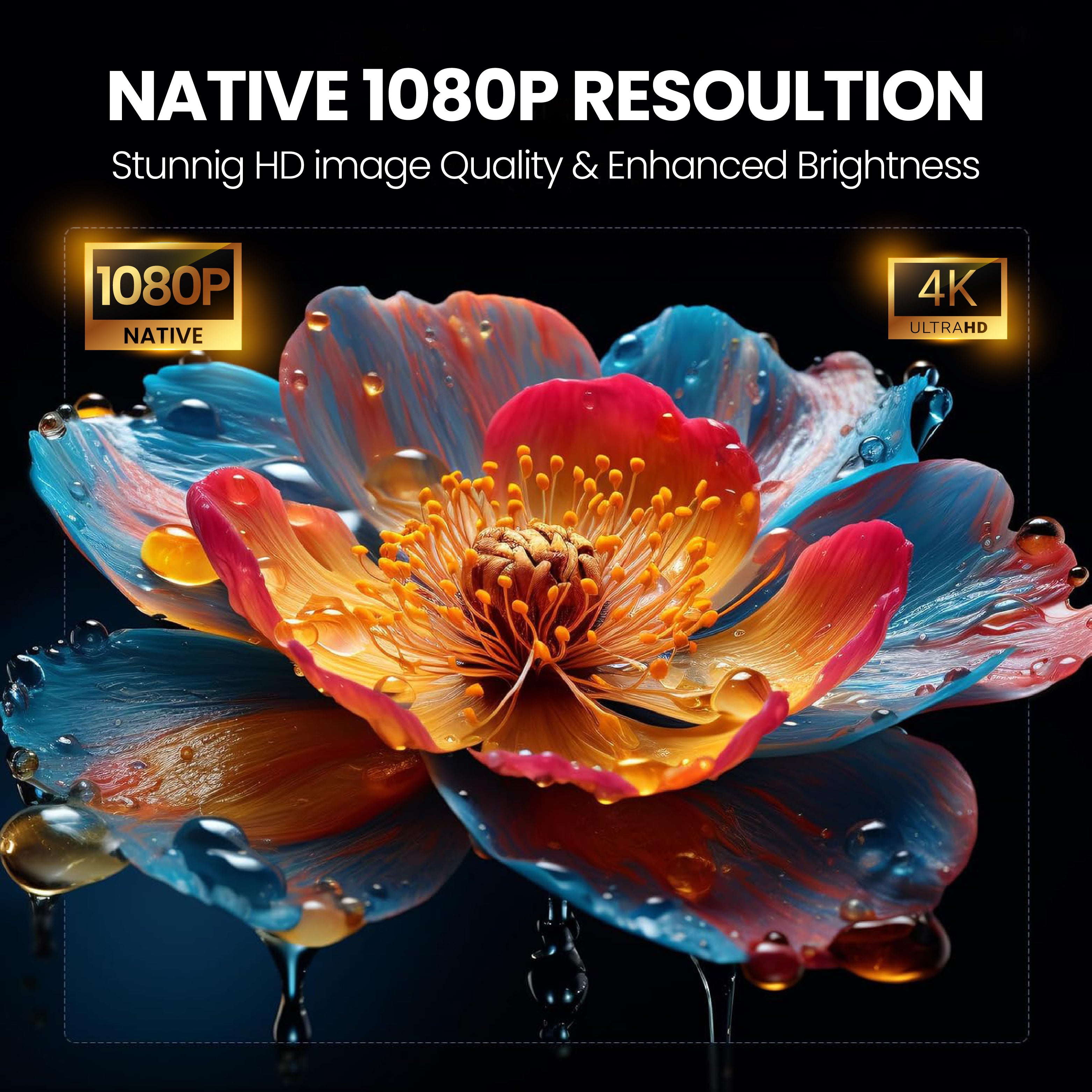 E Gate Zen 12X | Official Google TV & Netflix Inside | 100% Dust Proof | Brightest 1200 ISO | Native 1080p Projector 4K Ultra HD | Auto Keystone & Focus | ScreenFree | Dolby Audio-20W Speaker, EGATE