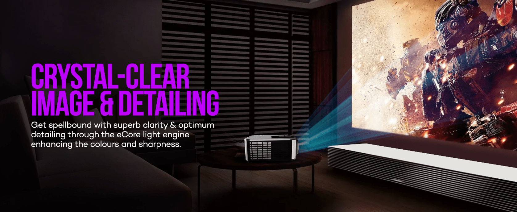i9 Pro-Max Projector with 24W Soundbar | 1080p, 400 ISO, 210” Screen ...