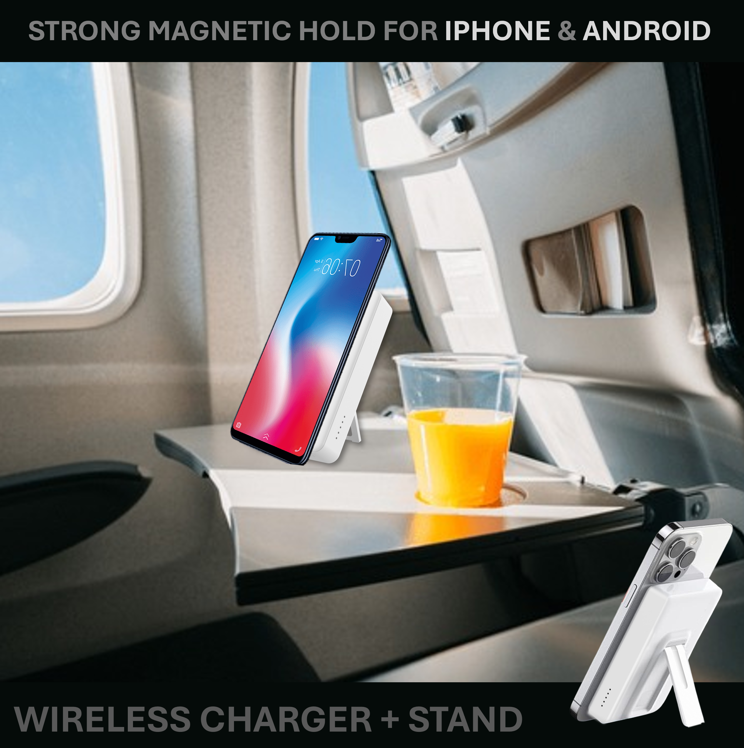 E GATE 117-BW Wirelesss Power Bank 10000mAh Fast Charging |Strong Magnetic Hold| QC+PD Fast Charger - 22.5W Wired & 15W Wireless powerbank for Android, iPhone 12 & Above | Inbuilt Stand |Made in India