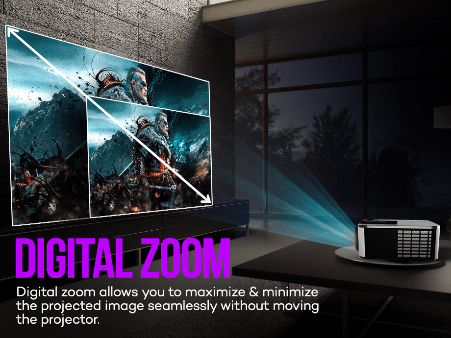 i9 Pro-Max Projector with 24W Soundbar | 1080p, 400 ISO, 210” Screen ...