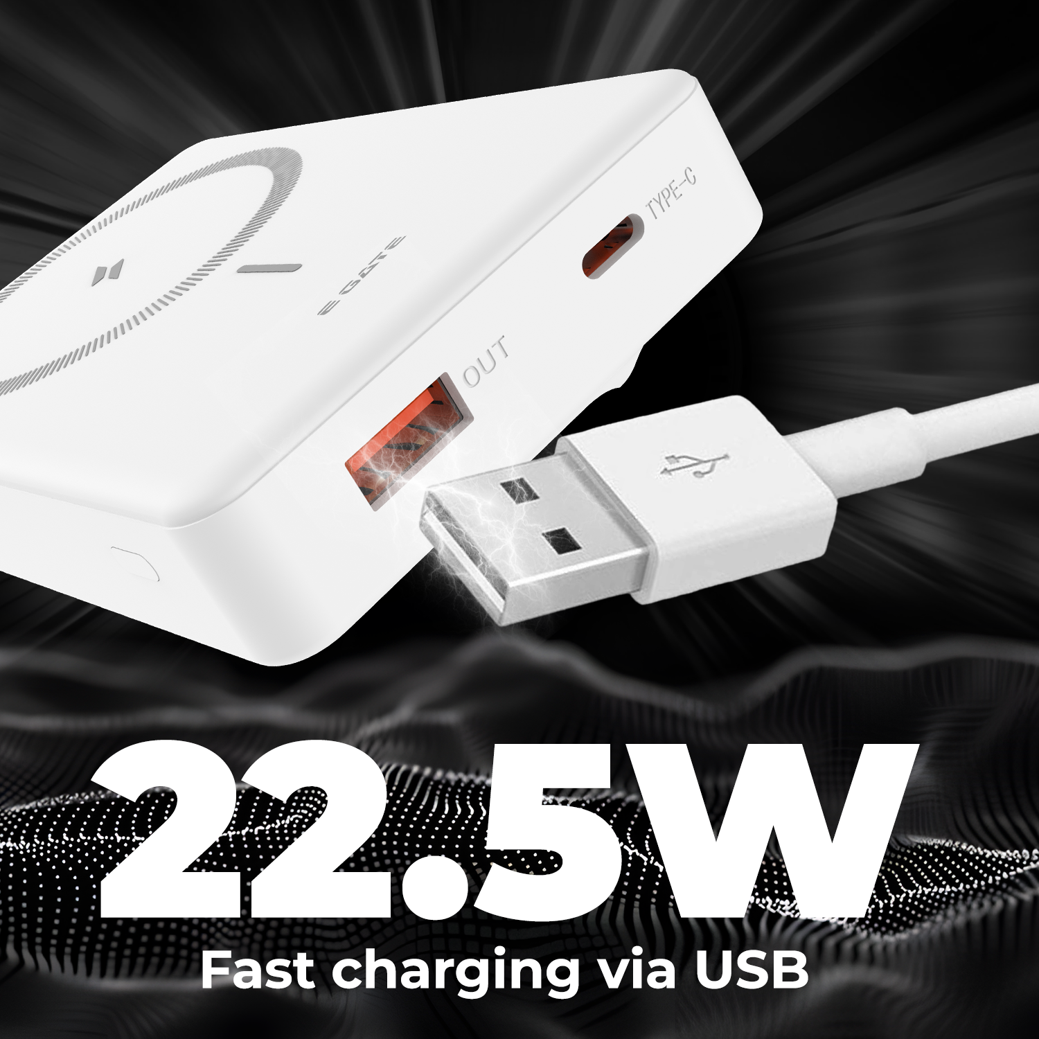 E GATE 117-BW Wirelesss Power Bank 10000mAh Fast Charging |Strong Magnetic Hold| QC+PD Fast Charger - 22.5W Wired & 15W Wireless powerbank for Android, iPhone 12 & Above | Inbuilt Stand |Made in India