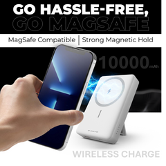 E GATE 117-BW Wirelesss Power Bank 10000mAh Fast Charging |Strong Magnetic Hold| QC+PD Fast Charger - 22.5W Wired & 15W Wireless powerbank for Android, iPhone 12 & Above | Inbuilt Stand |Made in India