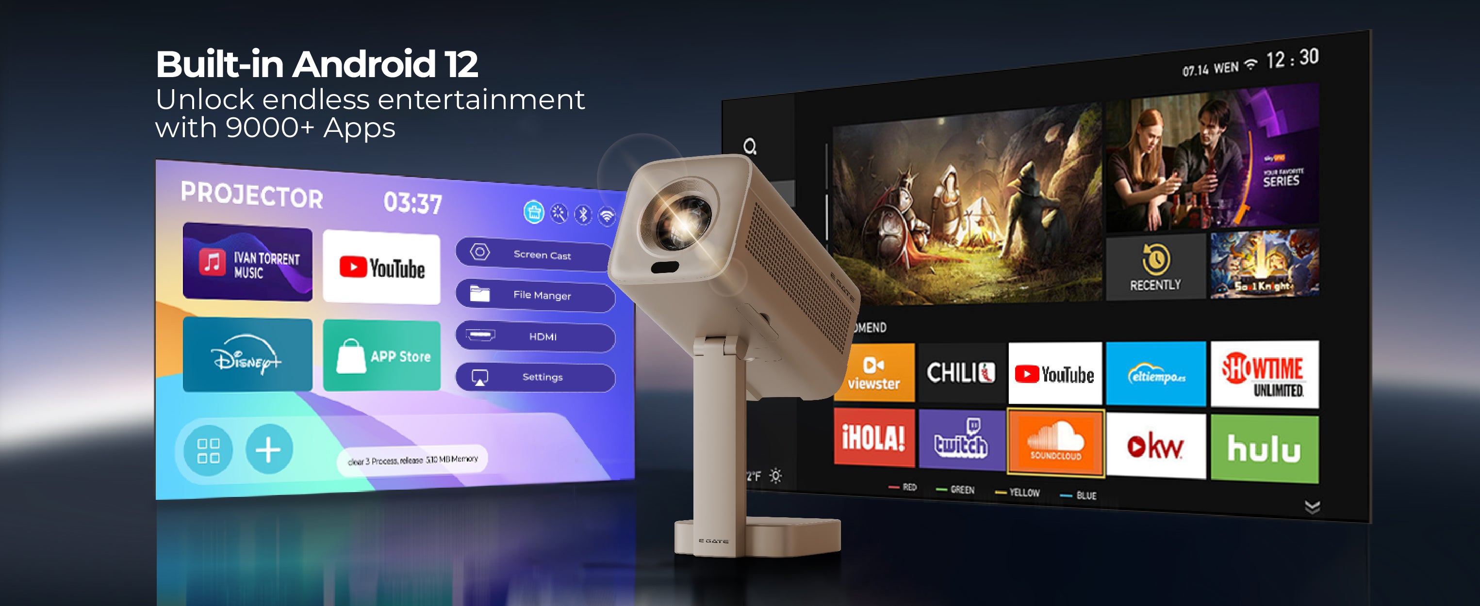 Atom 4X Plus Android Projector with Live TV | 1080p, 400 ISO, WiFi 6 ...