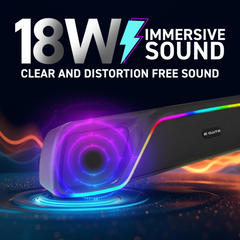E GATE C207 |18Watt Bluetooth Soundbar, 52mm Driver, 2.0 Channel, Ambient RGB Light, Upto 18 Hrs* Backup from 2000 mAH Battery, Hands Free Call, TWS, AUX, USB, mSD, FM, BT 5.4v - eGate Sound bar