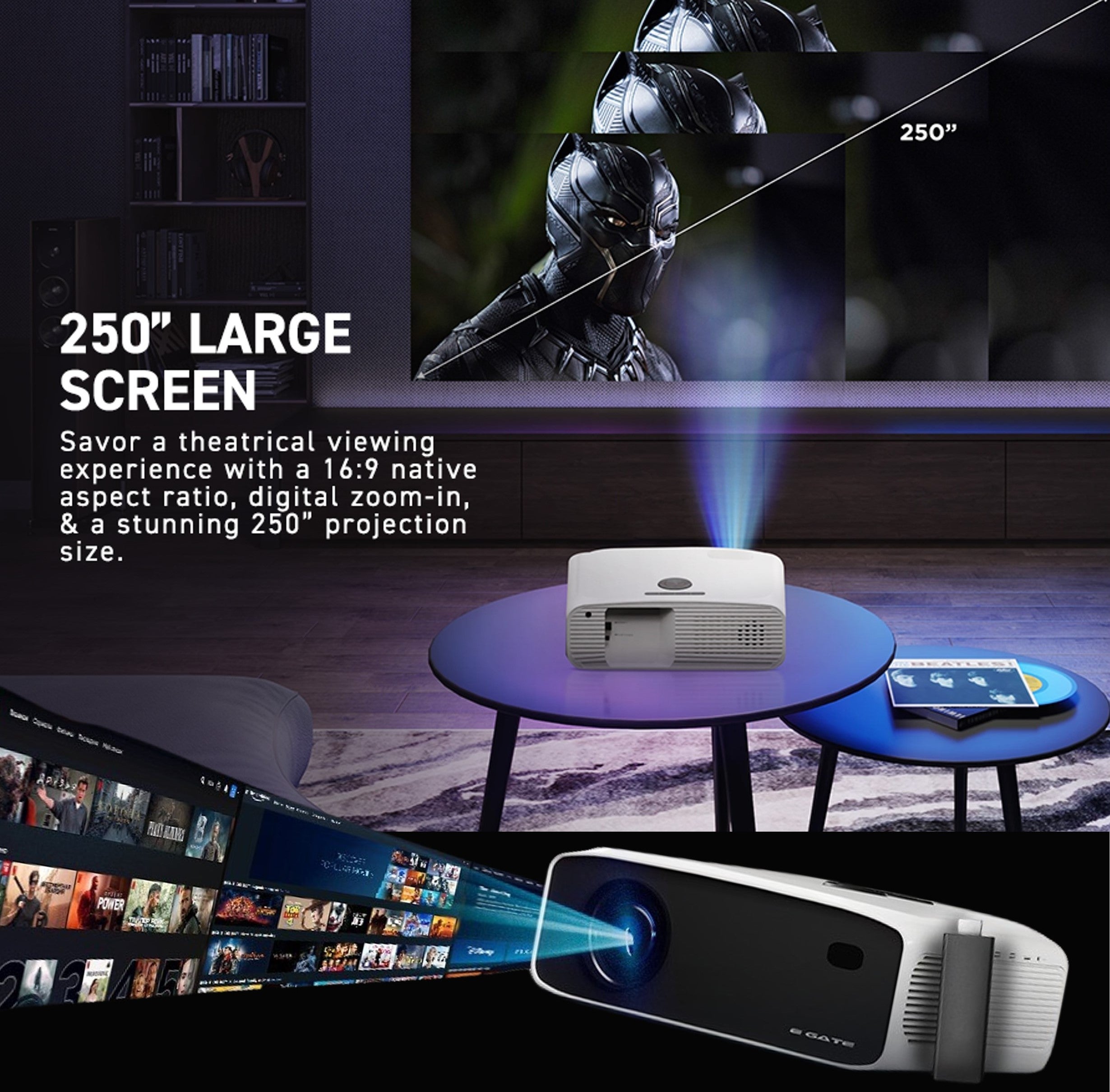 E Gate New K9 Pro Ultra Bright, Bluetooth Projector