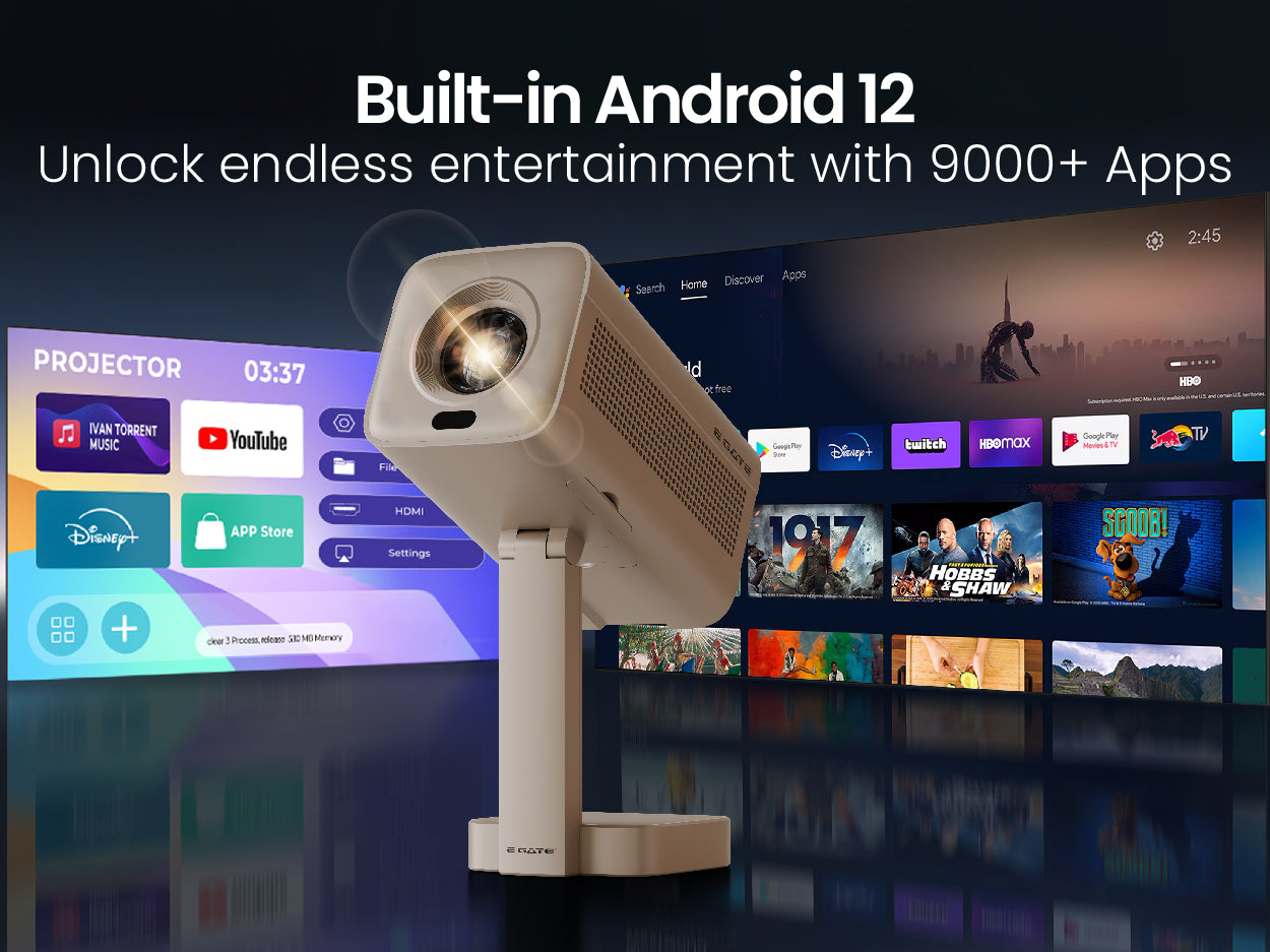 Atom 4X Plus Android Projector with Live TV | 1080p, 400 ISO, WiFi 6 ...