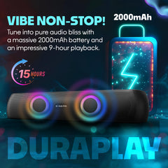 E GATE C210 | 20W Bluetooth Speaker Soundbar, Dual Drivers + Dual Passive Radiator for Extra bass, RGB Light, Upto 15 Hrs Backup from 2000mah Battery, Call Function, TWS, Aux, USB, FM