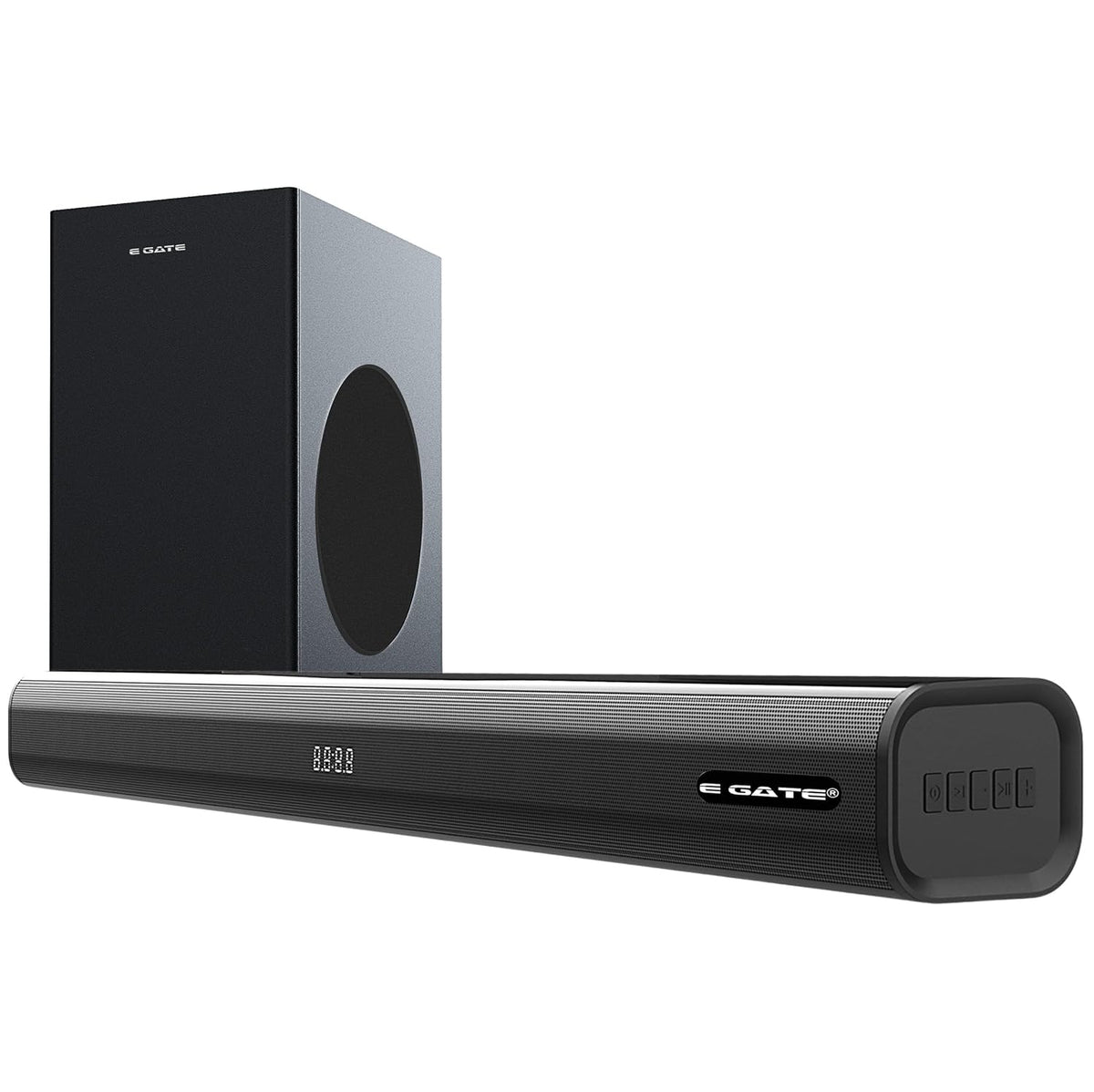 E GATE Octopus 330 Sound bar with 300W Sourround Sound, 8 DRIVERS Home Theatre 2.1 Ch. Soundbar + 6.5" (16.5cm) Subwoofer | Bluetooth v5.3, USB, HDMI ARC, Optical in | Deep Bass with 3EQ Modes | eGate