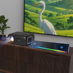 E Gate K9 Pro-Max 6X Automatic Projector with Free Sound bar (C222-3600 mAh Battery) | 600 ISO Lumens & 1200fc | Full HD 1080p Native | Auto (Focus + Keystone) | Android 13 | HDMI, USB, WiFi & BT