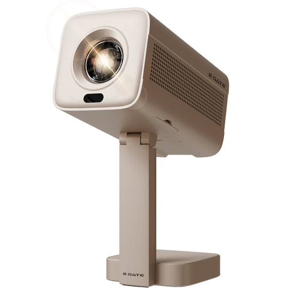 E GATE Atom 4X+ Fully Automatic Projector 4k Ultra HD | Whale TV+ Live TV on Android | Brightest 400 ISO | Native 1080p, Netflix, Prime | USB-HDMI ARC+CEC | HDR+HLG | WiFi 6, BT, FlexAngle, Egate Gold