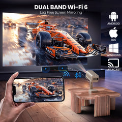 E GATE Atom 4X+ Fully Automatic Projector 4k Ultra HD | Whale TV+ Live TV on Android | Brightest 400 ISO | Native 1080p, Netflix, Prime | USB-HDMI ARC+CEC | HDR+HLG | WiFi 6, BT, FlexAngle, Egate Gold