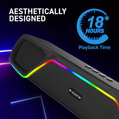 E GATE C207 |18Watt Bluetooth Soundbar, 52mm Driver, 2.0 Channel, Ambient RGB Light, Upto 18 Hrs* Backup from 2000 mAH Battery, Hands Free Call, TWS, AUX, USB, mSD, FM, BT 5.4v - eGate Sound bar